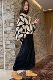 Oslo Orla Batwing Slouch Knit Black And Camel