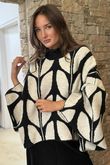 Oslo Orla Batwing Slouch Knit Black And Ecru