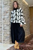 Oslo Orla Batwing Slouch Knit Black And Ecru