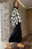 Oslo Orla Batwing Slouch Knit Black And Ecru