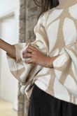 Oslo Orla Batwing Slouch Knit Camel And Ecru