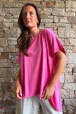 Oversized Stretch Cotton Cap Sleeve Tee Candy
