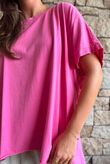 Oversized Stretch Cotton Cap Sleeve Tee Candy
