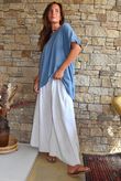 Oversized Stretch Cotton Cap Sleeve Tee Denim