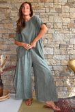 Oversized Stretch Cotton Cap Sleeve Tee Khaki