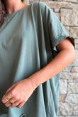 Oversized Stretch Cotton Cap Sleeve Tee Khaki