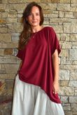 Oversized Stretch Cotton Cap Sleeve Tee Rioja