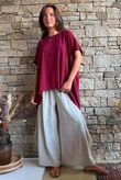 Oversized Stretch Cotton Cap Sleeve Tee Rioja