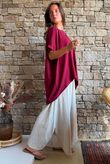 Oversized Stretch Cotton Cap Sleeve Tee Rioja