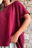 Oversized Stretch Cotton Cap Sleeve Tee Rioja