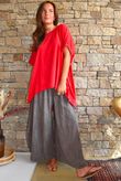 Oversized Stretch Cotton Cap Sleeve Tee Chilli