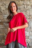 Oversized Stretch Cotton Cap Sleeve Tee Chilli