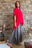 Oversized Stretch Cotton Cap Sleeve Tee Chilli