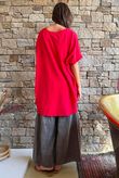 Oversized Stretch Cotton Cap Sleeve Tee Chilli