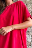 Oversized Stretch Cotton Cap Sleeve Tee Chilli
