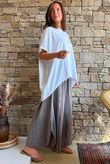 Oversized Stretch Cotton Cap Sleeve Tee White