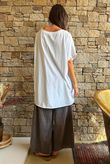 Oversized Stretch Cotton Cap Sleeve Tee White