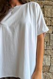 Oversized Stretch Cotton Cap Sleeve Tee White