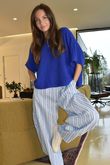 Padstow Stripe Classic Barrel Pant Bay Blue