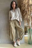 Padstow Stripe Classic Barrel Pant Deep Moss