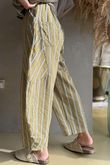 Padstow Stripe Classic Barrel Pant Deep Moss