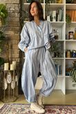 Padstow Stripe Smock Blouse Bay Blue