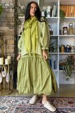 Padstow Stripe Smock Blouse Olive