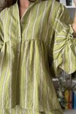 Padstow Stripe Smock Blouse Olive