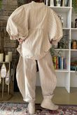 Padstow Stripe Smock Blouse Stone