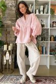 Padstow Stripe Smock Blouse Sugar Pink