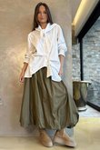 Paloma Bubble Hem Midi Skirt Olive 