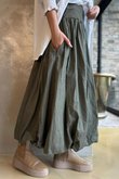Paloma Bubble Hem Midi Skirt Khaki
