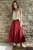 Paloma Bubble Hem Midi Skirt Sangria