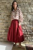 Paloma Bubble Hem Midi Skirt Sangria