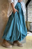 Paloma Bubble Hem Midi Skirt Teal Blue