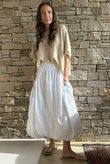 Paloma Bubble Hem Midi Skirt White