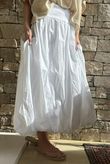 Paloma Bubble Hem Midi Skirt White