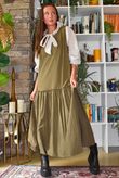 Paloma Tela Bubble Dress Deep Olive