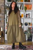 Paloma Tela Bubble Dress Deep Olive