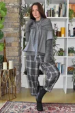 Patrick Plaid Brushed Cotton Carrot Leg Trouser Grey