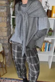Patrick Plaid Brushed Cotton Carrot Leg Trouser Grey