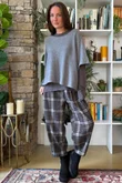 Patrick Plaid Brushed Cotton Carrot Leg Trouser Grey