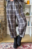 Patrick Plaid Brushed Cotton Carrot Leg Trouser Grey