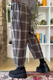Patrick Plaid Brushed Cotton Carrot Leg Trouser Grey