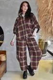 Patrick Plaid Brushed Cotton 7/8 Barrel Pant Burgundy & Mucky Mustard