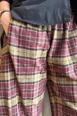 Patrick Plaid Brushed Cotton 7/8 Barrel Pant Burgundy & Mucky Mustard