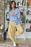Patrick Plaid Brushed Cotton Barrel Pant Soft Ochre