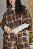Patrick Plaid Brushed Cotton Blouse Burgundy & Mucky Olive