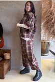 Patrick Plaid Brushed Cotton Blouse Burgundy & Mucky Olive