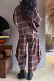 Patrick Plaid Brushed Cotton Blouse Burgundy & Mucky Olive